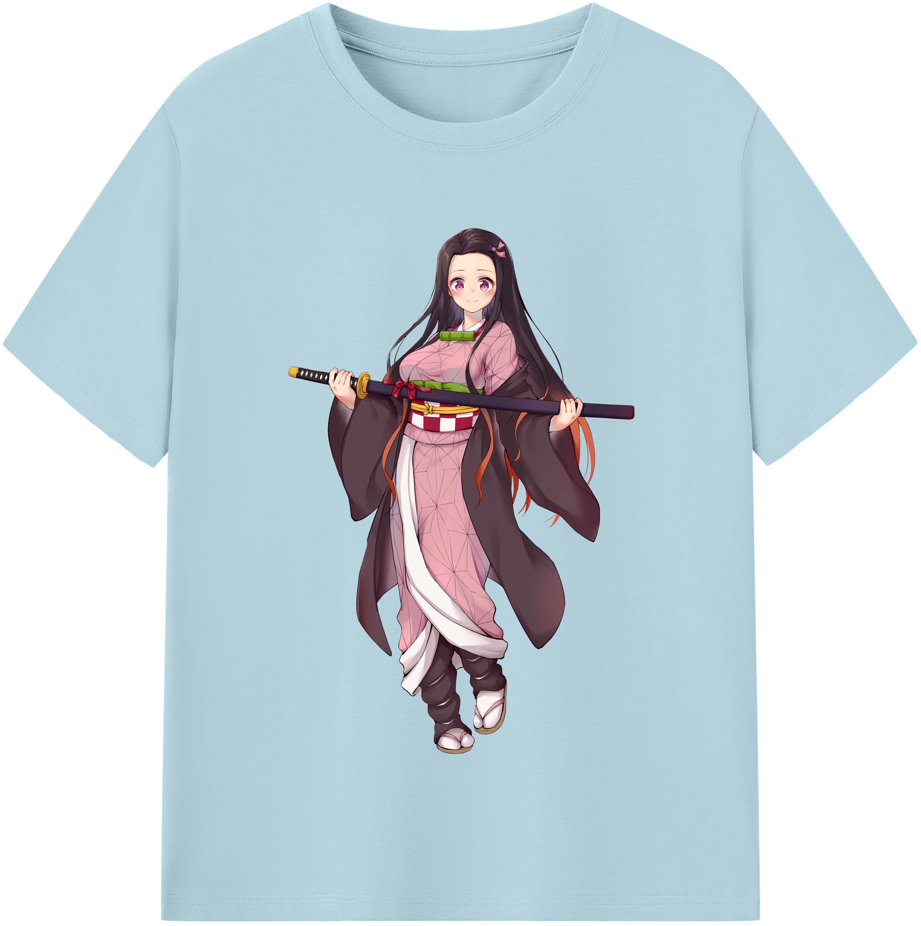 （画像用） 鬼滅の刃（きめつのやいば）竈門 禰󠄀豆子／かまど ねずこ Kamado Nezuko 綿100％半袖Tシャツ（フロントプリント）